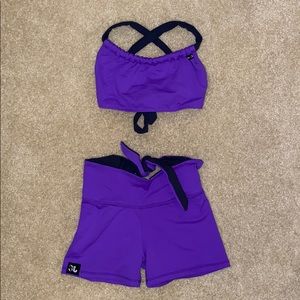 Jo+Jax sports bra and booty shorts set.